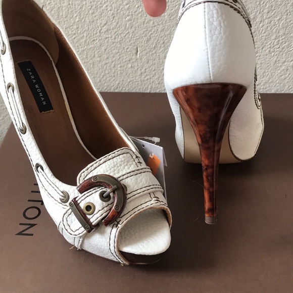 Zara pure leather peep toe shoes - Picture 3 of 6